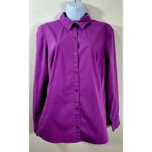 Worthington Purple Button Up Pointed Collar Top 10 Lightweight Long Sleeves Soft
